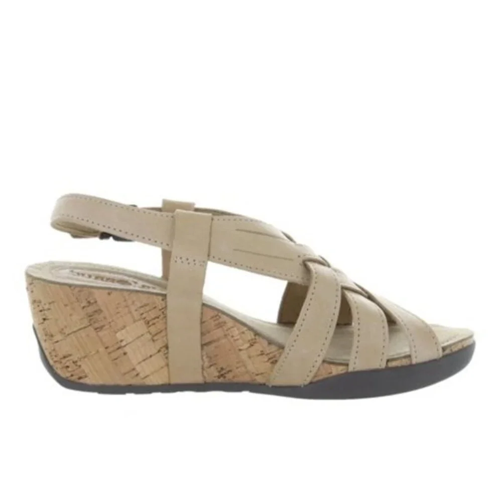 Bussola Nynette Wedge Heel Cross Strap Sandals Sz 9.5 NWB